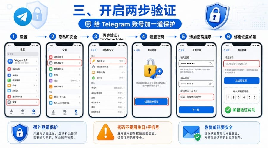 Telegram 怎么防止账号被盗？两步验证、设备检查与安全设置教程 配图 2