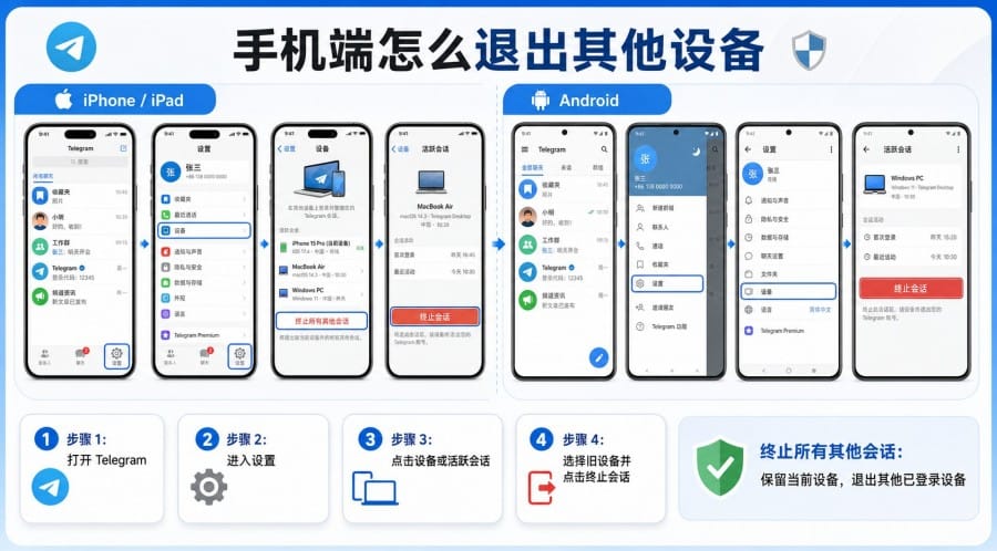 Telegram 怎么退出其他设备？手机、电脑和网页版操作方法 配图 2