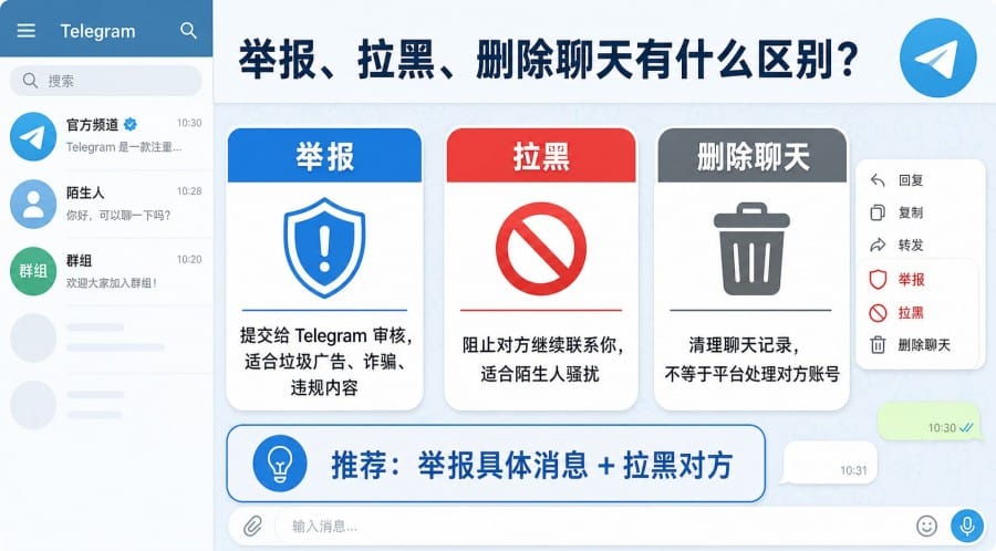 Telegram 怎么举报垃圾信息?手机、电脑、群组和频道操作教程 配图 3