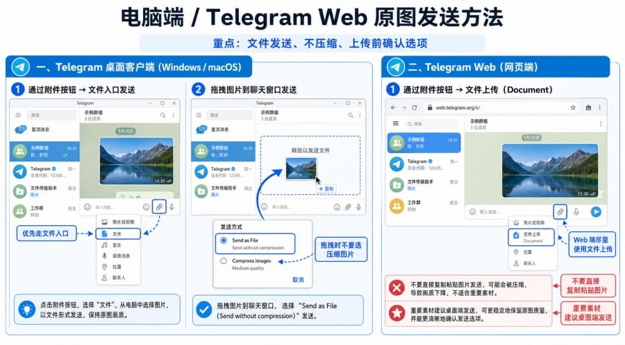 Telegram 图片怎么原图发送?手机和电脑避免压缩教程 配图 3