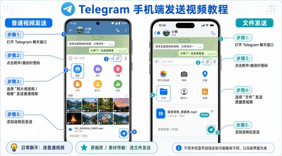Telegram 视频怎么发送?手机电脑发送大视频与原画质文件教程 配图 3