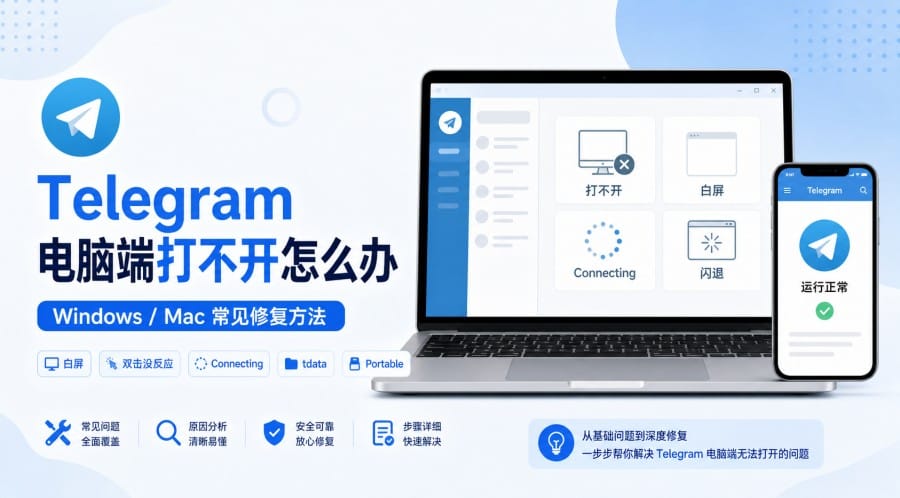 Telegram 电脑端打不开怎么办?Windows / Mac 排查与修复步骤