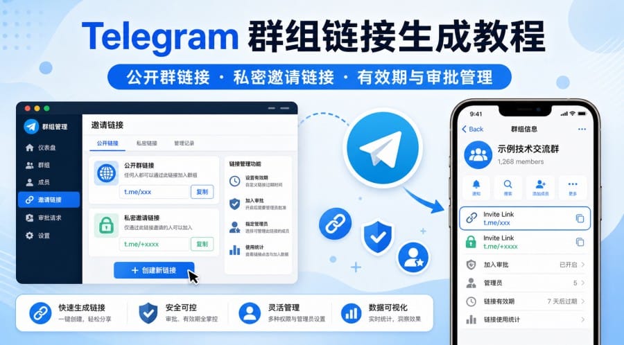 Telegram 群组链接怎么生成？公开群链接、邀请链接与管理方法 第 1 张正文图