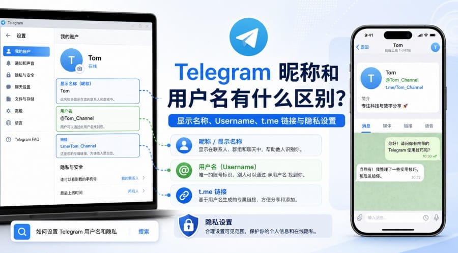 Telegram 昵称和用户名有什么区别？