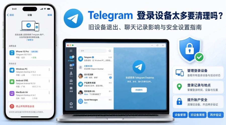 Telegram 登录设备太多要清理吗?