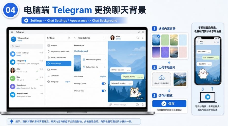 Telegram 聊天背景怎么换 - 配图 3