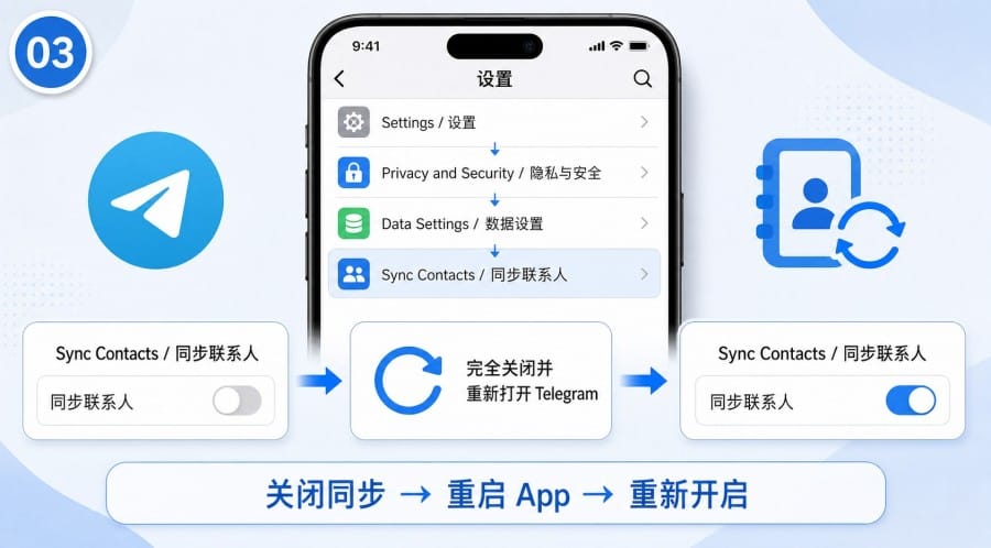 Telegram 联系人显示异常怎么办？按权限、同步与缓存逐步修复 illustration